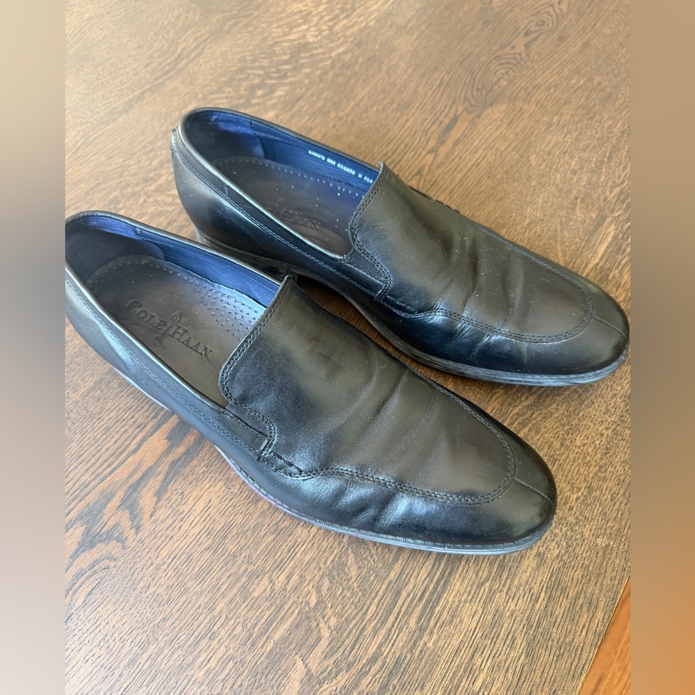Cole Haan Black Leather Slip-On Loafers - Men's